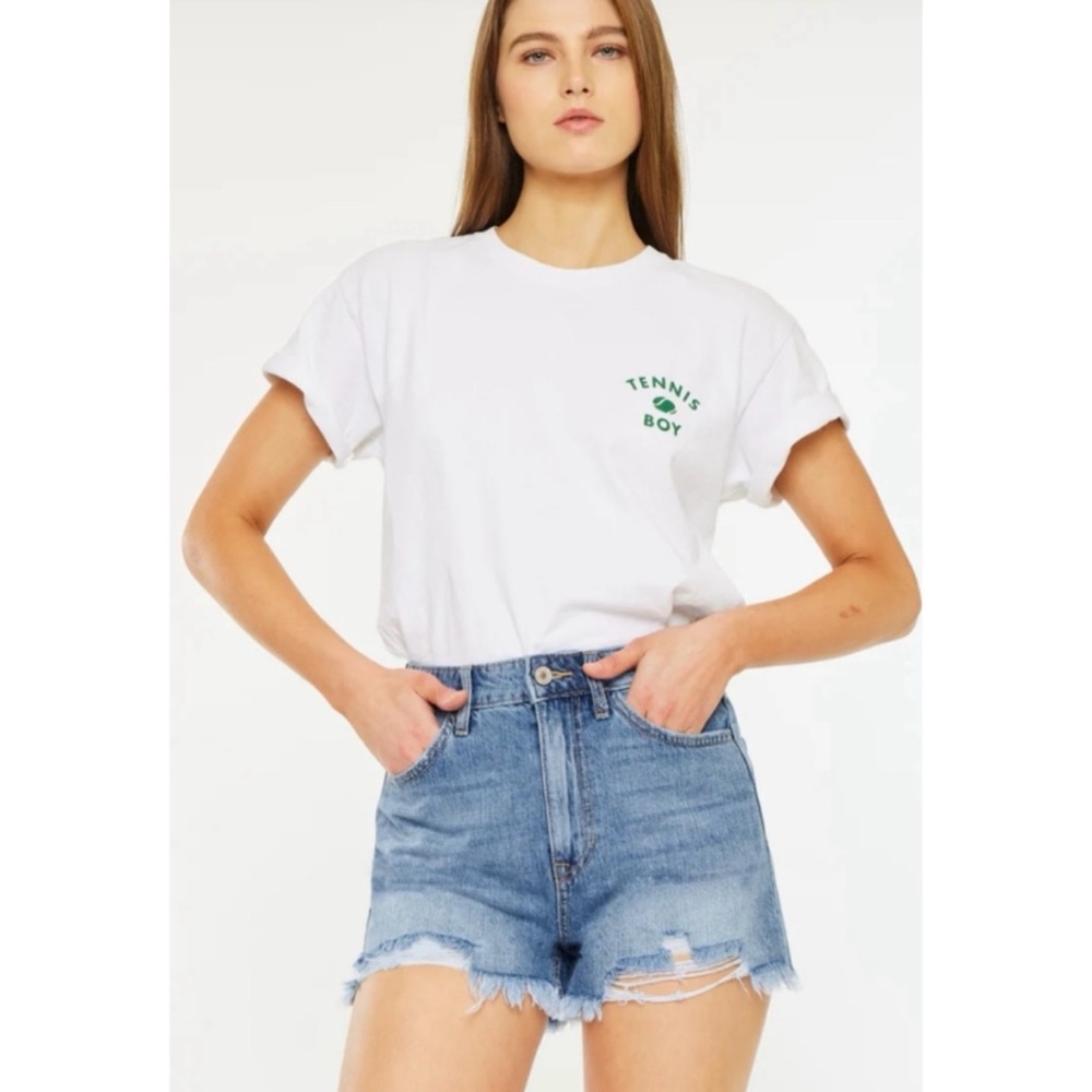 Kancan Ivanna Ultra High Rise Mom Shorts Distressed Frayed Raw Hem 100% Cotton